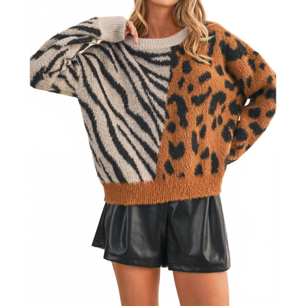 NEW KLESIS safari split sweater in brown